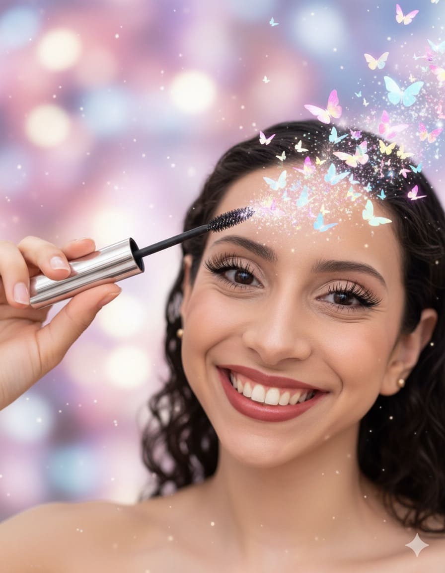 Presentando un rimel con alas de mariposa”