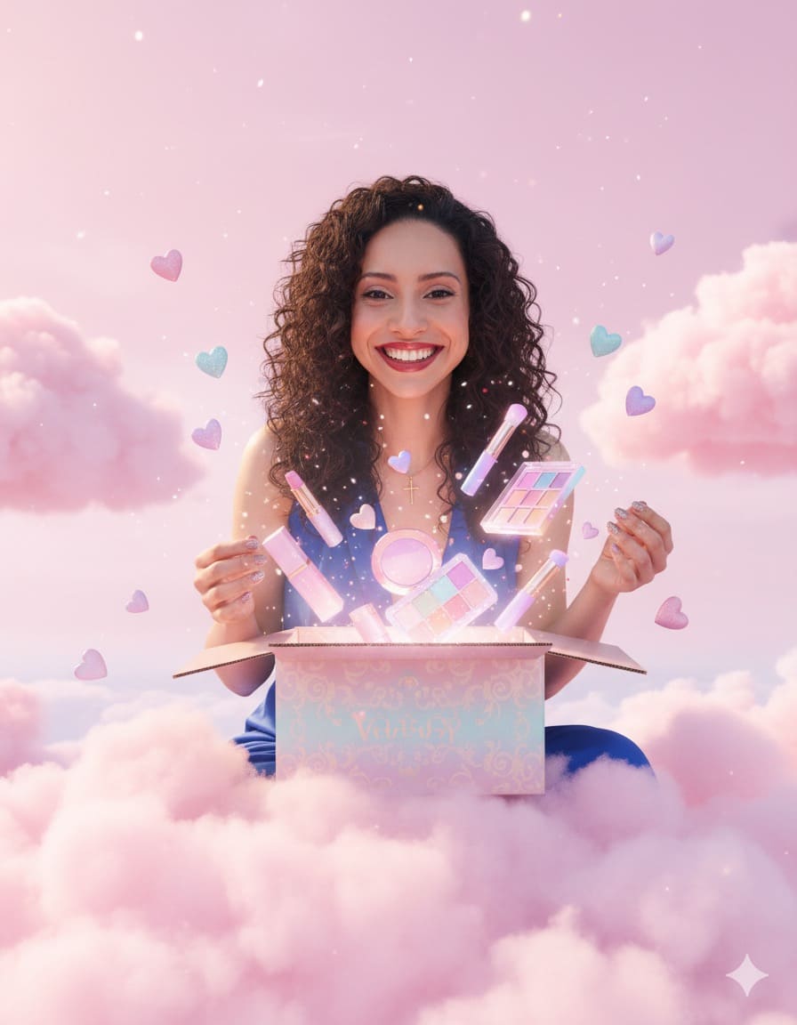 Unboxing aesthetic en un cielo rosado”