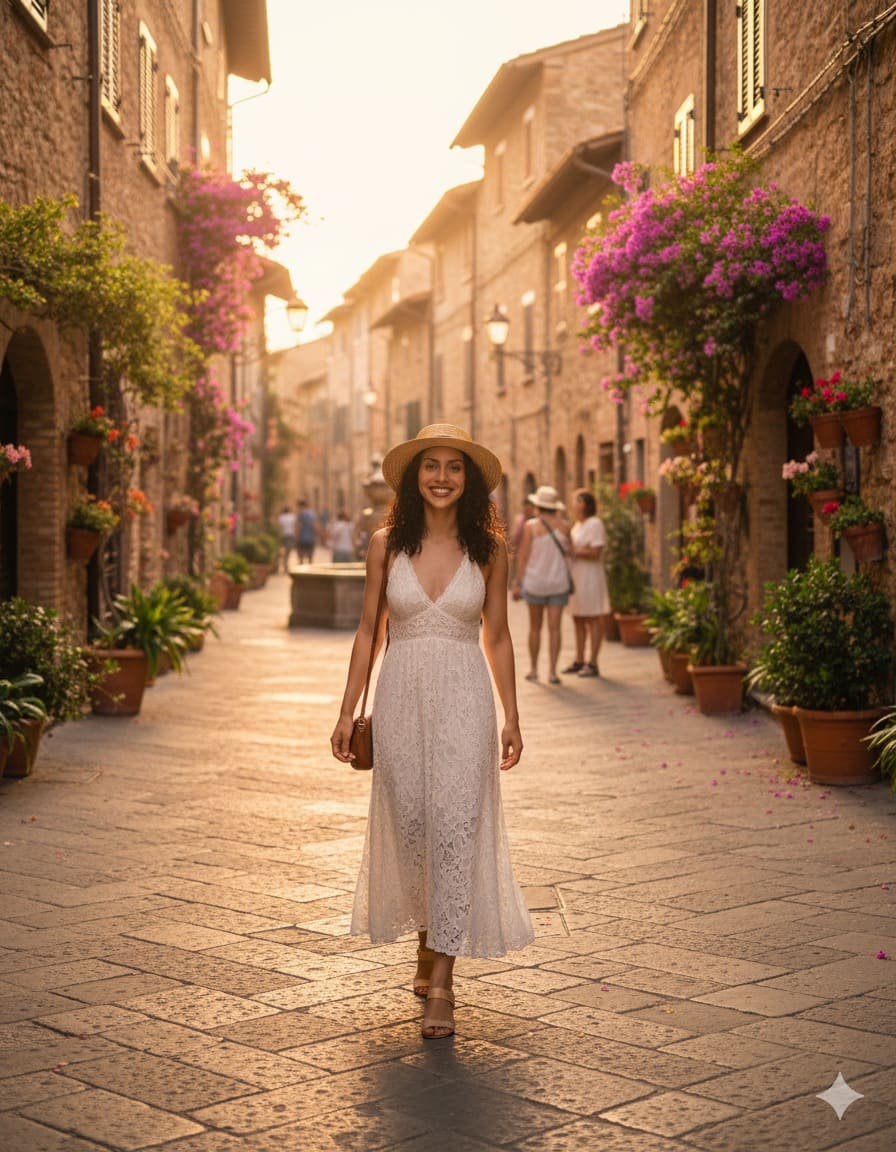 “Caminando por calles empedradas en Italia”