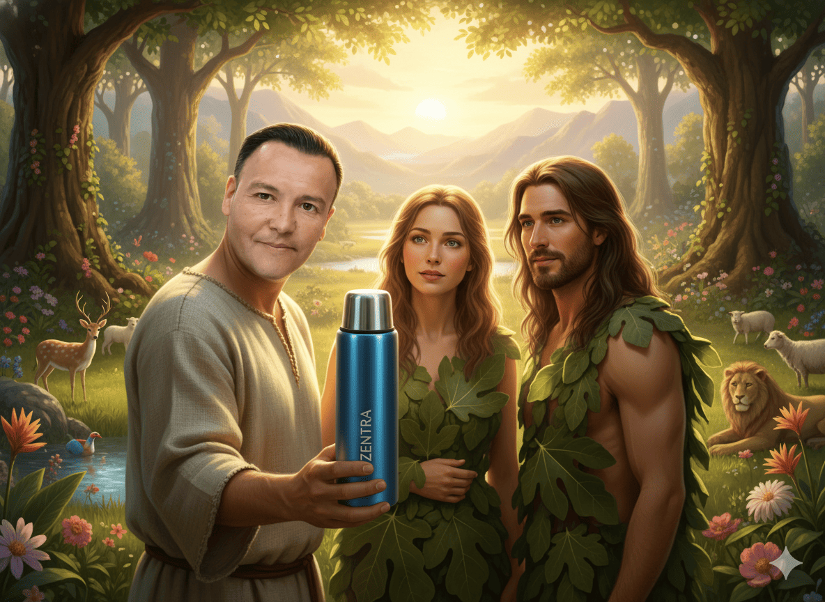 Regalando Termo a Adan y Eva