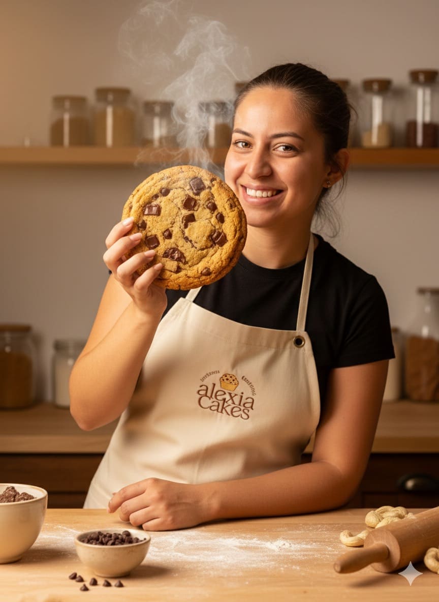 Con una galleta gigante de chispas de chocolate 