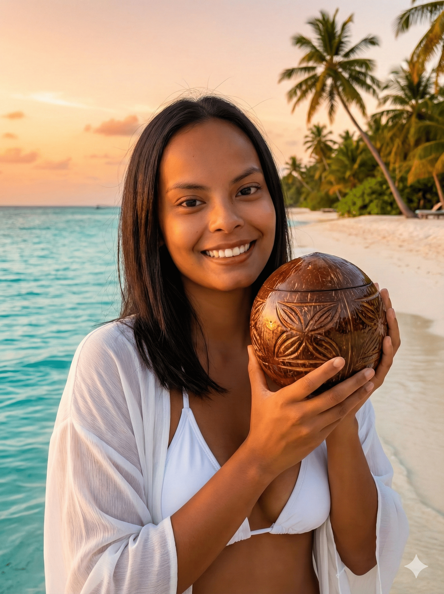 Playa paradisíaca + Coco brillante