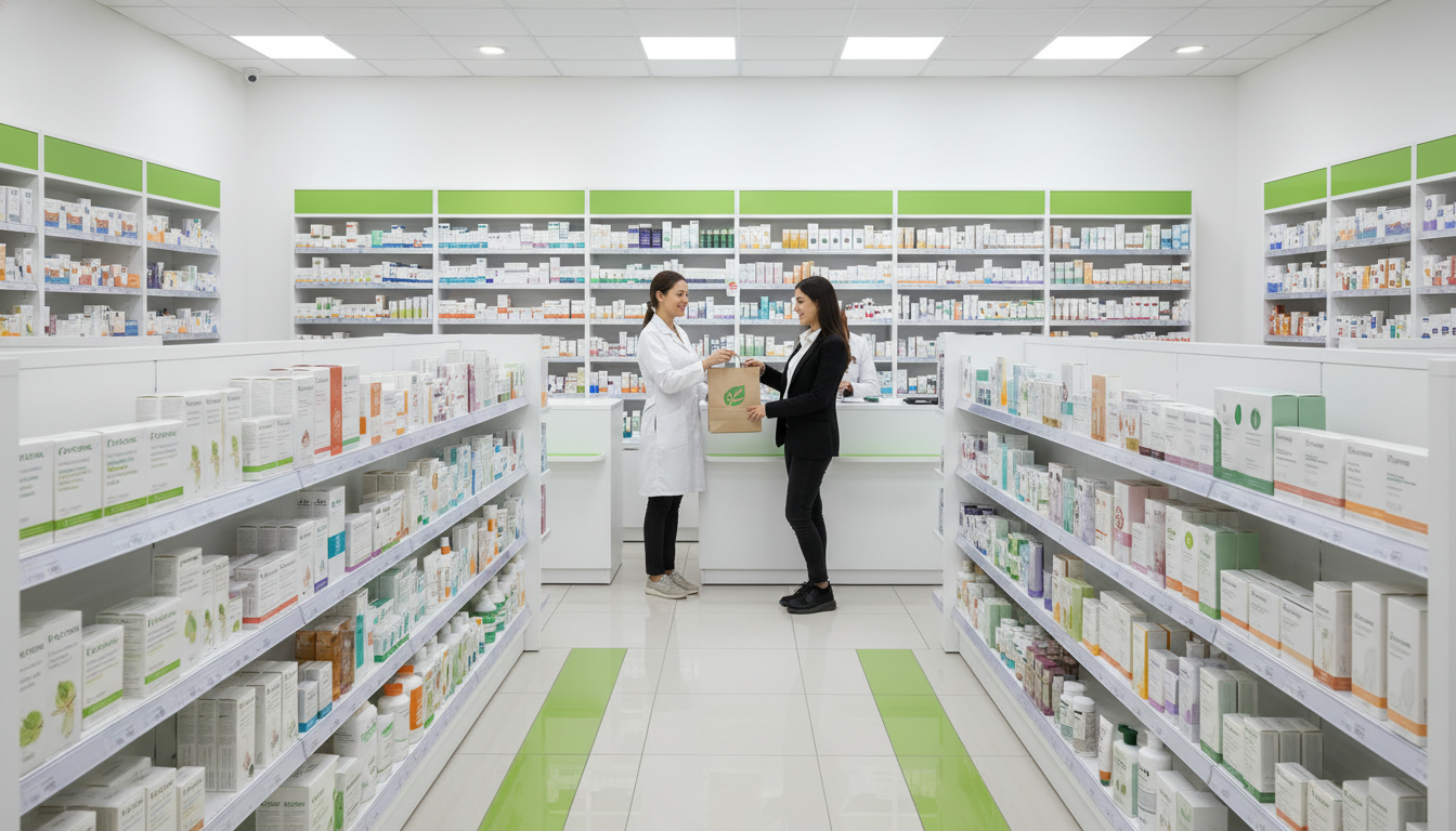 Mostrador de farmacia moderna Farmacorp style