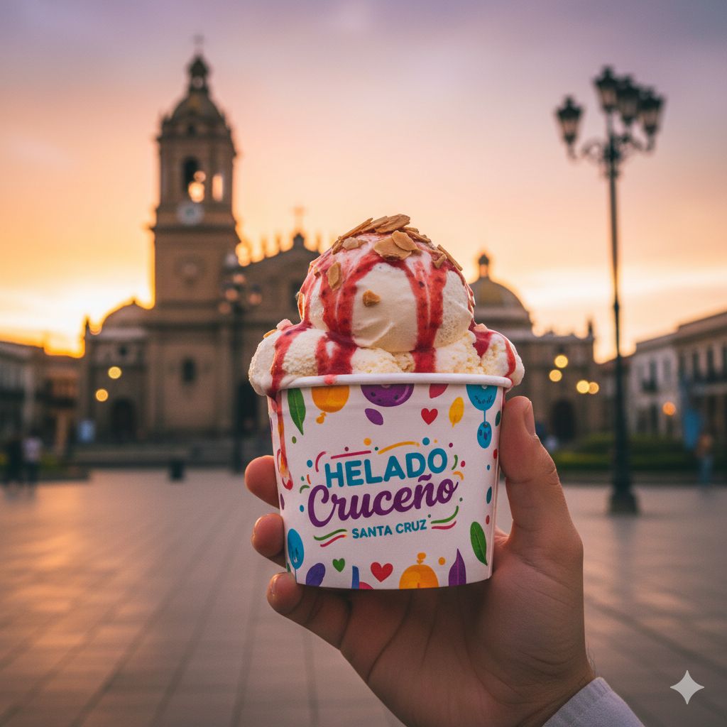Helado cruceño en plaza 24 de Septiembre