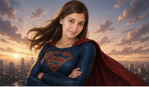 Superheroína al  atardecer  
