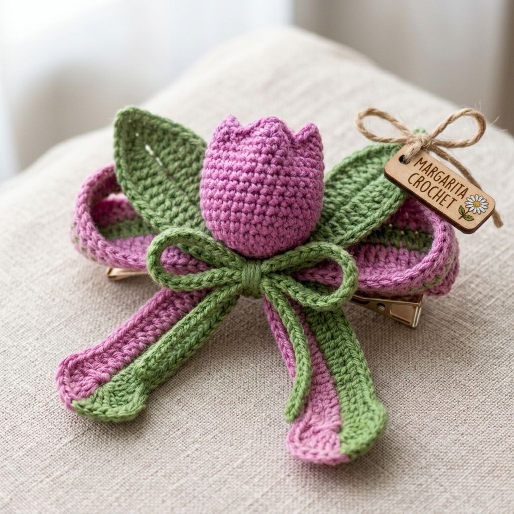 Moño a crochet de Tulipán