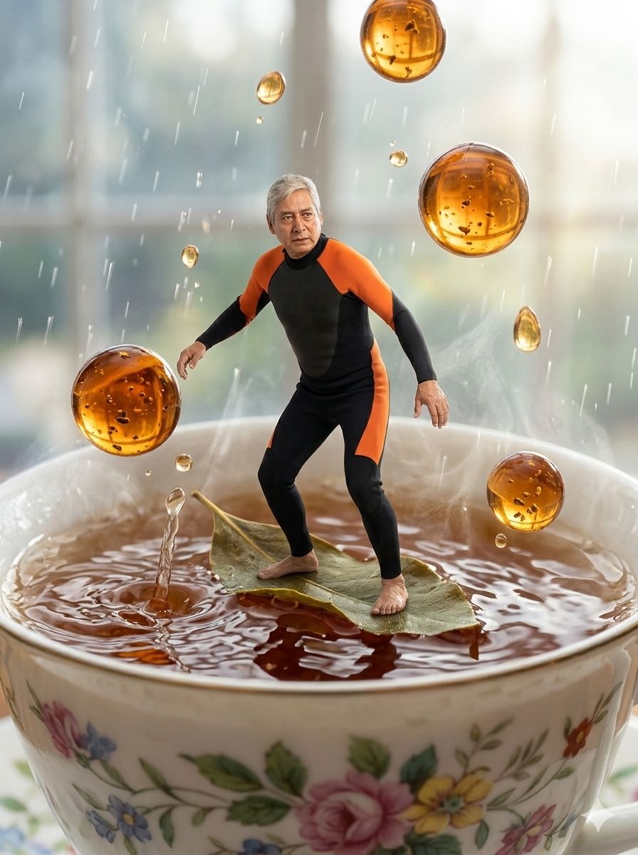 Surfeando sobre una hoja de té