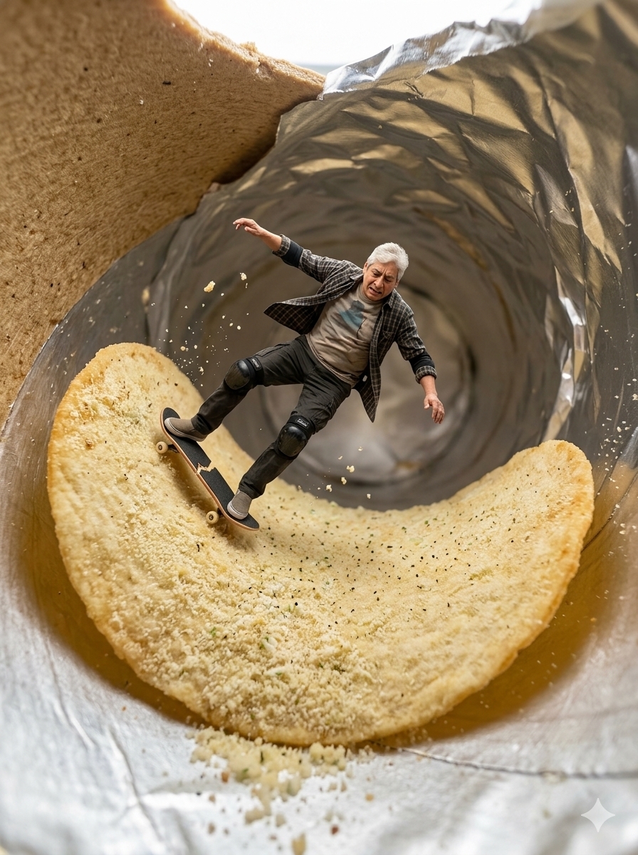 Caida con galleta de Pringles