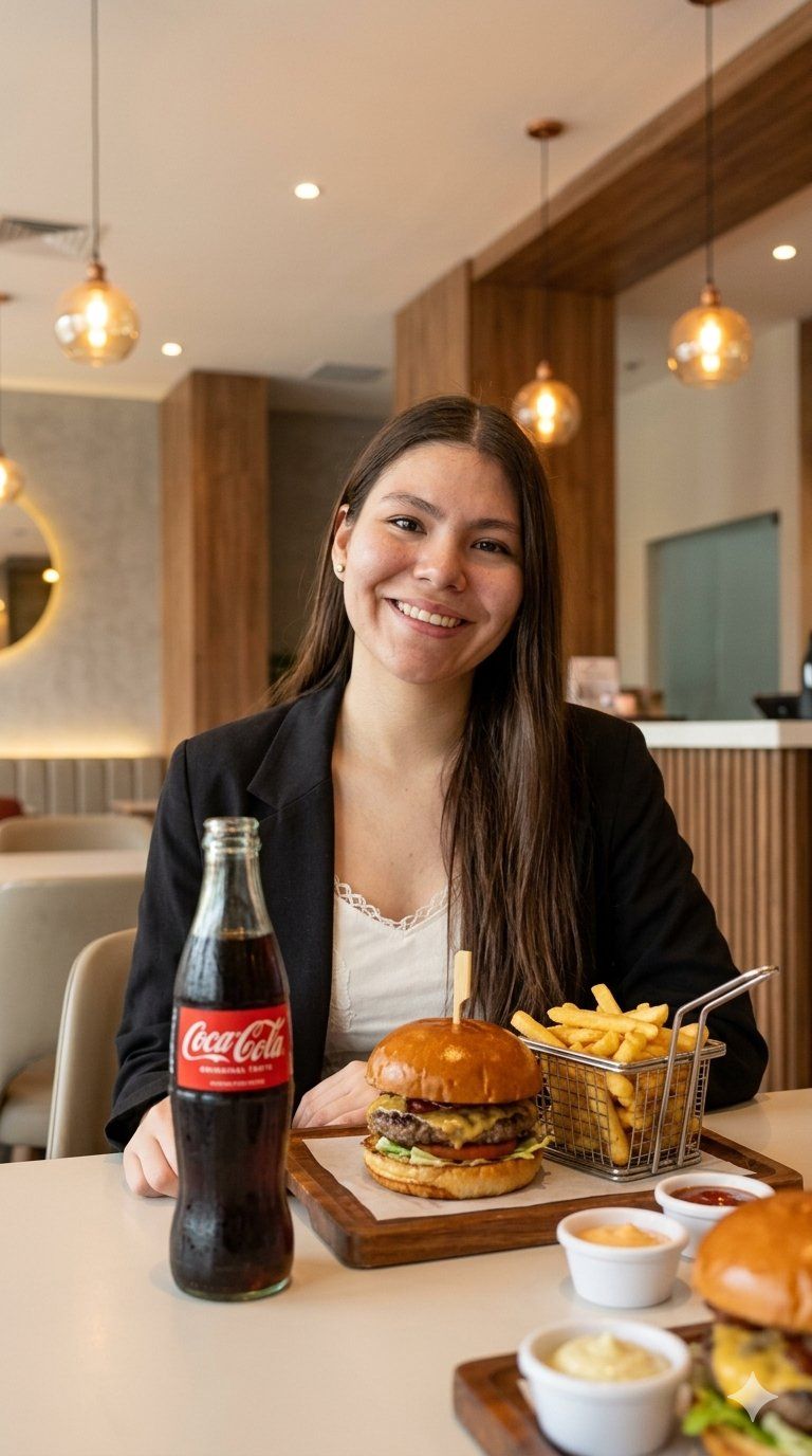     Coca-Cola con hamburguesa