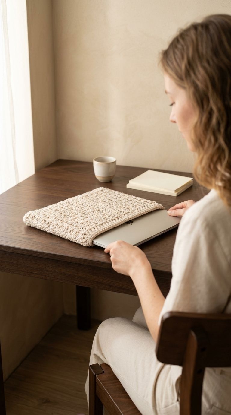 imagen para el producto porta laptop tejido a mano