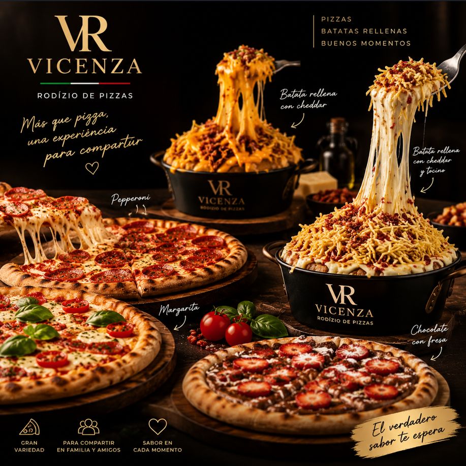 Fotografía publicitaria de productos Vicenza – Pizzas y Batatas Gourmet