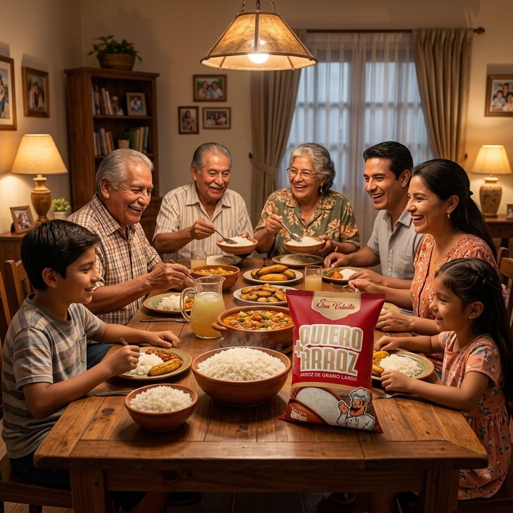 En lugar de estar solo sentados comiendo, capta el momento exacto de servir, lo que le da mucha más vida y naturalidad a la imagen.