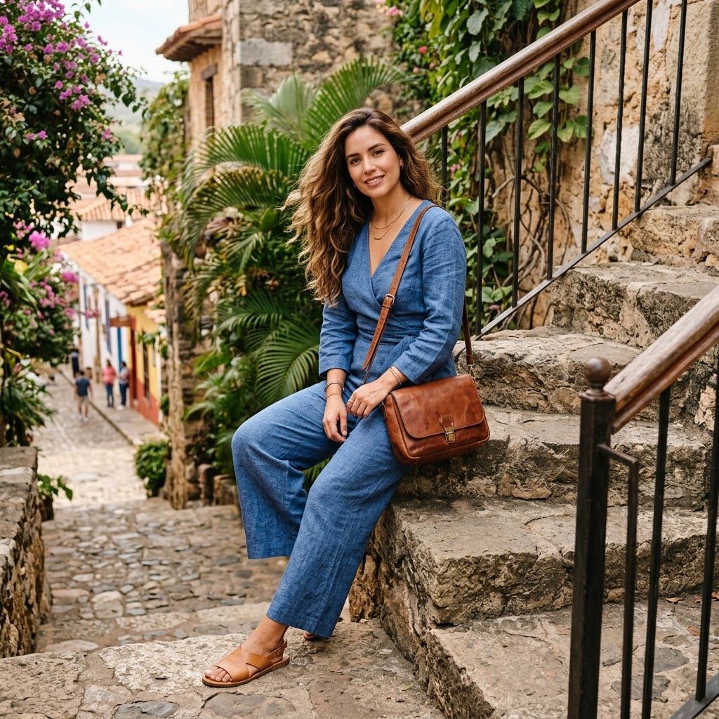 Latin America Blue Jumpsuit Portrait